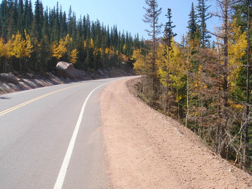 A view up Pikes Peak Highway.